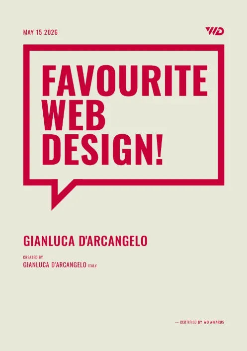 Certificato Favourite Web Design — WD Awards